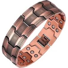 Pulseira de Cobre para Homens Feraco, 3X Mais Resistente, Pulseiras Magnéticas de Cobre Puro 99,99% com Ímãs, Compriment