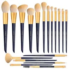 Conjunto de Pincéis de Maquiagem LORYP com Etiqueta, 18 Peças para Rosto e Olhos, Cerdas Ultra Macias para Base, Correti