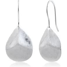 Brincos Pendentes de Prata Esterlina 925 para Mulheres, Brincos Geométricos em Forma de Gota Texturizados com Acabamento
