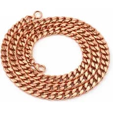 Colar de Cobre Artesanal com Corrente Cubana para Homens e Mulheres, Estilo Curb Pesado, Joia Unissex com Fecho Lagosta