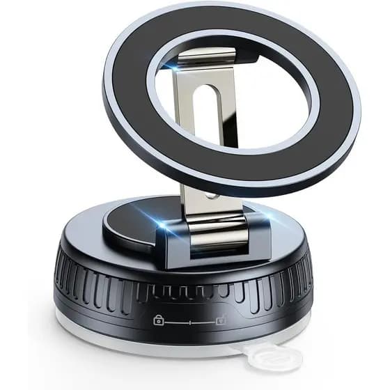 Suporte de Telefone para Carro com Vácuo e Magnético para MagSafe [Atualizado 120+ LBS] 360 °   Suportes Ajustáveis para