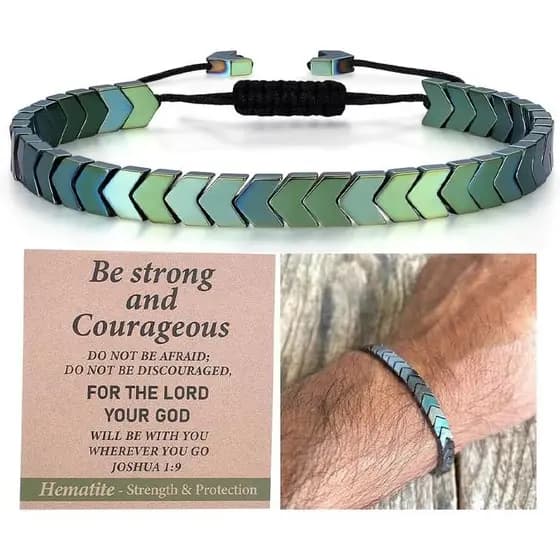 Presentes de Páscoa para Ele/Ela - Força/Proteção - Pulseira de Hematita Natural em Forma de Flecha - Estilo Unissex/Aju