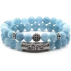 2 Pulseiras de Cristal Curativas com Contas para Homens e Mulheres, Feitas à Mão, Contas de 8MM, Pulseiras Elásticas de