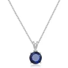 Colar de Prata Esterlina com Zircônia Cúbica Redonda de 8mm, Colar Delicado, Joia com Pedra de Nascimento, Colares com P