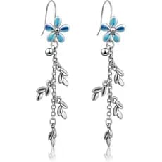 Brincos de Flor Azul para Mulheres, Brincos Florais Pendentes Banhados a Prata Esterlina, Joia Leve Hipoalergênica, Pres