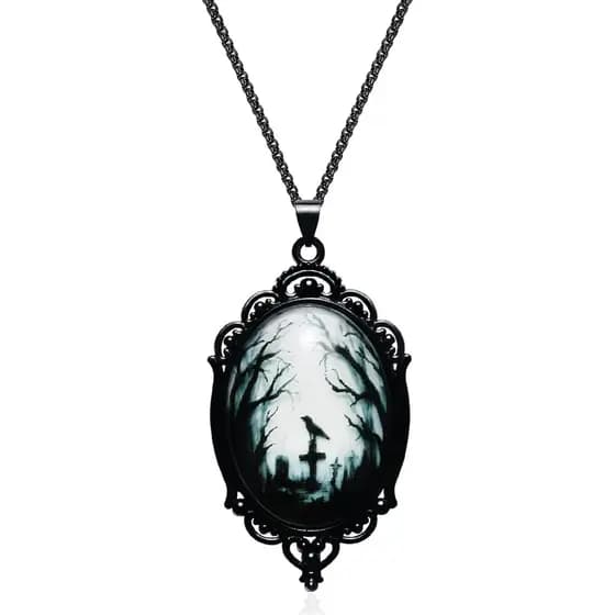 Colar Gótico, Colar com Medalhão de Corvo de Bruxa como Acessório Gótico para Fantasia de Bruxa, Joias para Mulheres, Pi