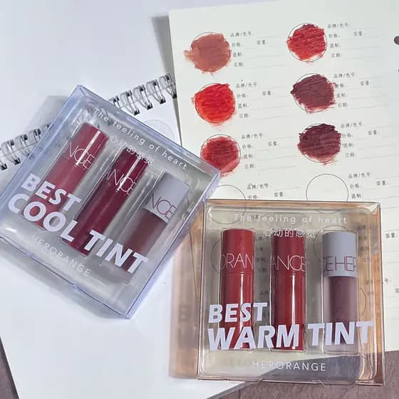 HERORANGE ~ Ela Laranja Conjunto de esmalte labial pequeno Batom fosco Produtos domésticos Caixa de presente barata Lama