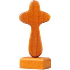 Estátua de Cruz de Madeira em Pé, Figurinha de Madeira com Cruz de Conforto para Segurar na Mão, para Decoração de Mesa,
