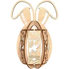 Lanterna de Madeira em Forma de Coelho para Páscoa, Silhueta de Coelho Oco, Decoração de Mesa, Lanterna Miniatura de Mad