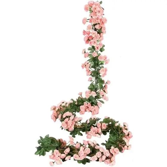 Flores Artificiais 5 Peças/2 Peças, Guirlanda de Flores de Rosa Artificial de 2,5m, Planta de Flores Artificiais, Rosa S
