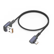 Cabo USB C Curto de 90 Graus, 1,65 pés, 66W, Carregamento Rápido, Cabo USB A para USB C, Cabo de Carregamento Tipo C par