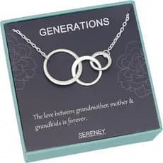 Colar Sereney S925 em Prata Esterlina para Avó como Presente de Dia das Mães para Nova Avó, Joia com 3 Círculos para Avó