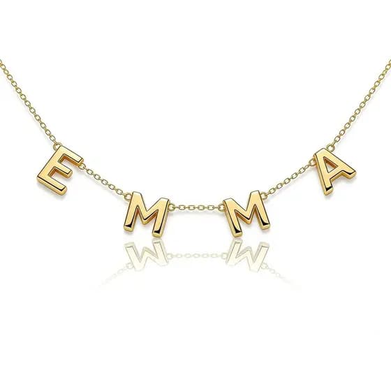 Colar Personalizado com Nome TRANGEL, Colar Choker com Inicial Banhado a Ouro 18K, Colar Delicado com Letras Personalizá