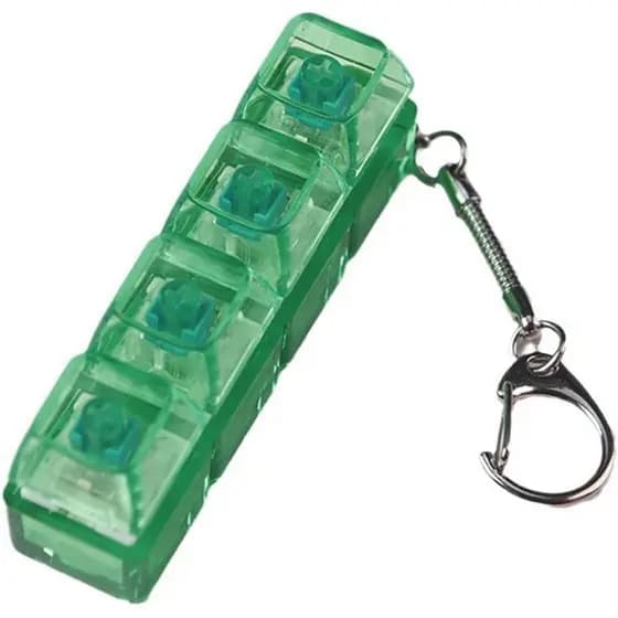 Chaveiro Divertido em Forma de Tecla de Teclado, Brinquedo de Descompressão com Quatro Botões, Pingente Divertido para A