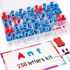 Kit de Letras Magnéticas para Sala de Aula Gamenote 238 Peças com Quadro Magnético de Dupla Face - Letras do Alfabeto em
