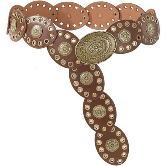 Cinto Feminino Largo Estilo Cowboy Ocidental INOGIH, Cinto de Couro Vintage com Conchos Estilo Cowgirl Boho para Jeans,