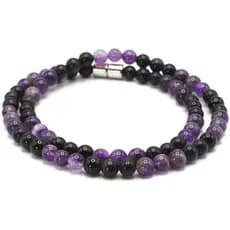 Colar de Obsidiana Negra, Joia de Pedra Natural, Colar de Contas para Homens/Mulheres, Talismã de Cristal Curativo, Feit
