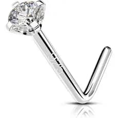 OUFER Brincos de Nariz em Prata Esterlina 925, Anéis de Nariz em Forma de L, 20G, Piercing de Nariz Sólido com Zircônia
