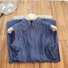 Novo cheongsam azul de verão para o dia a dia, estilo novo para jovens senhoras, 2026, sem mangas, feminino, retrô chiqu