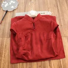 Cheongsam de verão com mangas, novo estilo elegante, vermelho, adequado para uso diário, 2026, charmoso e elegante, esti