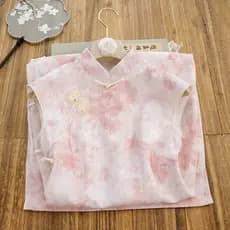 Novas mangas em estilo chinês, elegante design de peixe crescente, elegância de verão, rosa usável, nova elegância 2026,