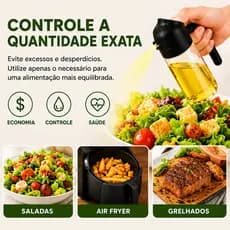 Pulverizador de Óleo em Vidro 410ml Grande Capacidade com Spray Tampa e Bico Dosador