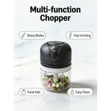 Mini Processador Elétrico 250ml Moedor Alho USB Recarregável Aço Inoxidável Sem Fio Cozinha Compacto