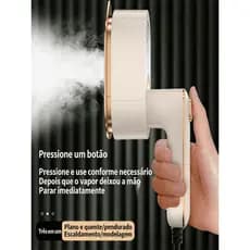 Ferro a Vapor e Seco Portátil 2 em 1 110/220V Dobrável 50mL Antivazamento Base Antiaderente - Roupas sem Amassos