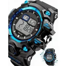 Relógio Digital LED Esportivo 54mm 12/24h Data À Prova d'Água - Pulseira Borracha