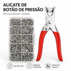 Kit Alicate Aplicador Com 100 Botões De Metal Pressão Para Costura Roupa De Bebê Artesanato Completo