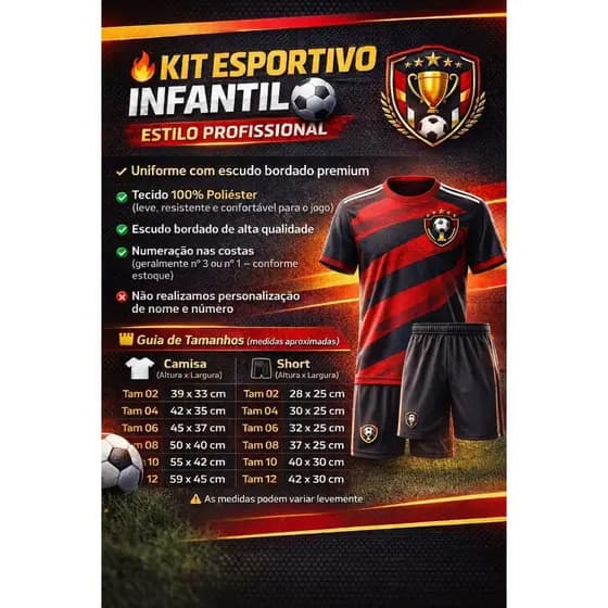 Kit Futebol Infantil DryFit Confortável Modelo Premium 2026