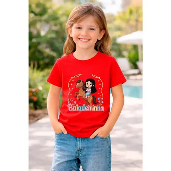 Camiseta Infantil Boiadeirinha Country Menina Manga Curta 2 a 16 Roupa Infantil Country.