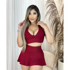 Conjunto Fitness Short Saia Suplex Zero Transparência Bojo