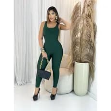 Macacão Longo Legging Fitness Feminino com Bojo Removível para Academia
