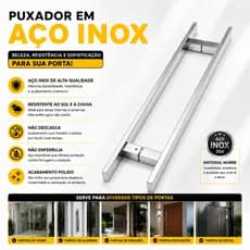Puxador 60cm Inox 304 Premium Polido Alto Brilho Barra Larga Alta Resistência p Porta Pivotante