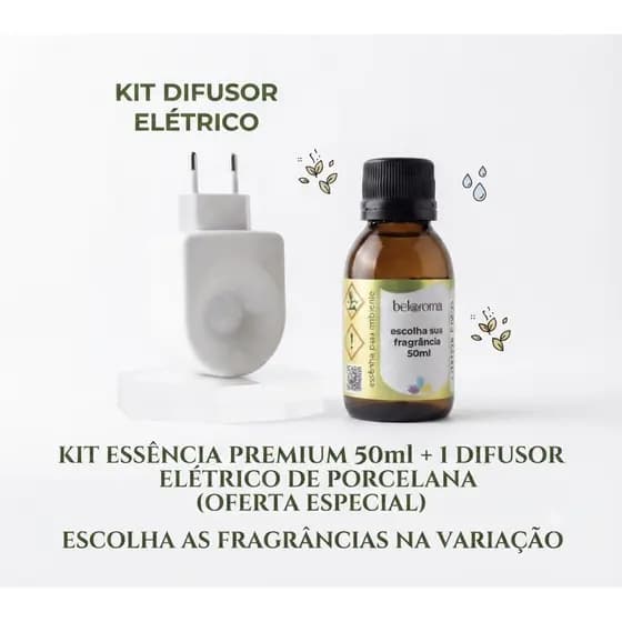 Difusor Elétrico Porcelana + Essência premium 50ml