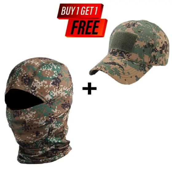 Compre um e ganhe outro de brinde: Balaclava de pesca + chapéu camuflado, chapéu de selva camuflado masculino para ativi