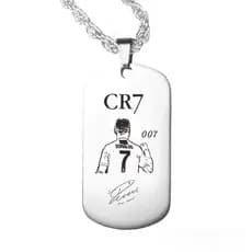 Novo colar de aço inoxidável KINGGEO, com pingente de futebol CR7 Cristiano Ronaldo + corrente de aço titânio de 60 cm W
