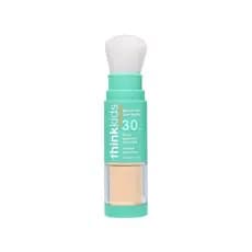 Thinkkids Protetor Solar em Pó com Aplicador de Pincel, 0,16oz, Protetor Solar de Amplo Espectro UVA/UVB para Rosto e Co