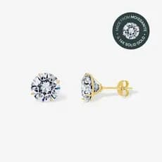 Brincos de Moissanite em Ouro Puro 14K para Mulheres - Brincos Exquisitos em Ouro Puro - Brincos de Moissanite Premium d