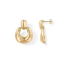 Brincos Femininos Dourados 14K PAVOI, Estilo Chunky Dangle Door Knocker HQMZ