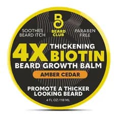 TheBeardClubBiotinBeardBalmforMen - Bálsamo para Crescimento de Barba com Manteiga de Karité, Óleo de Rícino e Óleo de C