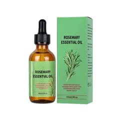Óleo de Alecrim Orgânico para Crescimento Capilar, Enriquecido com Extrato de Água de Arroz, Biotina, Extrato de Ginseng