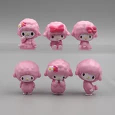 Conjunto de 6 peças de personagens de anime de 3-3,5cm My Melody Sheep e Pink Piano, figuras em versão Q de desenho anim