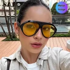 Óculos de Sol Estilo Piloto com Armação Grande, Moda Retrô Europeia e Americana COD (San9) U0OE