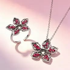 Conjunto de Colar e Anel Ajustável Piranha Diamond de Stranger Things, Joias de Liga Personalizadas, Pre 4DN4 BMEF 3DLH
