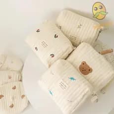 Bolsa para carrinho de bebê MILLNEY, bolsa de fraldas de algodão com zíper, estampa fofa, bolsa de armazenamento bordada