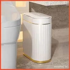 Lixeira de Cozinha e Banheiro com Sensor Inteligente Iluminação Luxuosa Sala de Estar Lixeira Elétrica à Prova d'Água