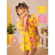 Vestido Infantil Estampado 🌼 Delicado, alegre e perfeito para acompanhar as pequenas em todos os momentos! 💛 ✨ .