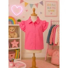 BLUSA INFANTIL Delicada charmosa e cheia de estilo Nossa blusa  com mangas em babado é perfeita